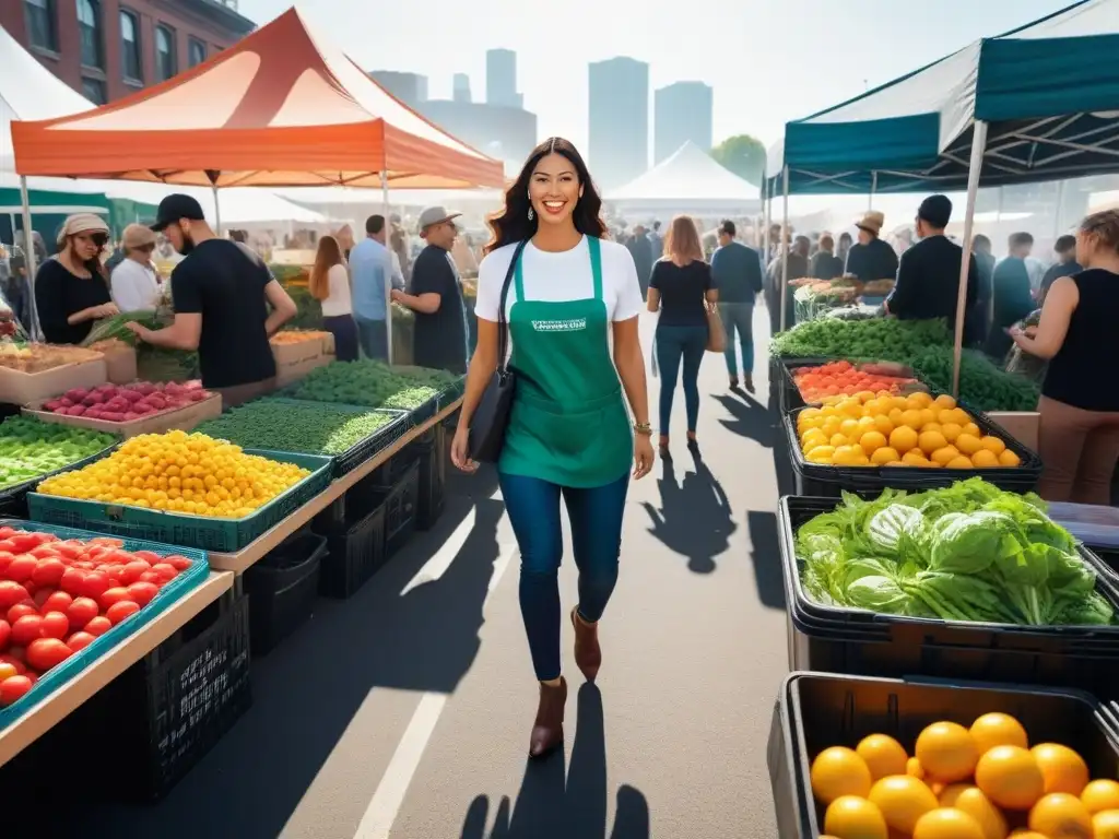 Un vibrante mercado eco con prácticas sostenibles