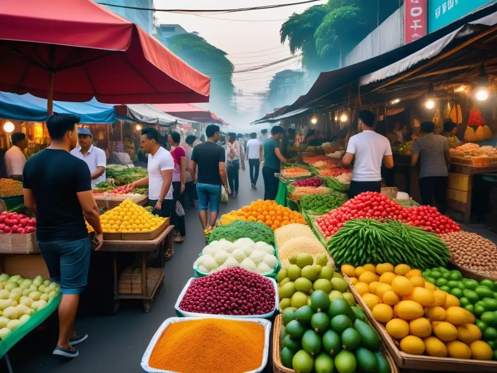 Vibrante mercado vegano en Bangkok con destinos veganos aventureros mundo