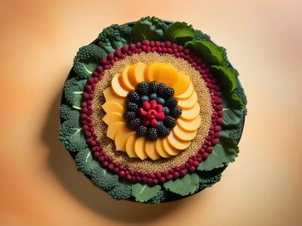 Deléitate con la vibrante mandala de superfoods veganos que revolucionan la gastronomía